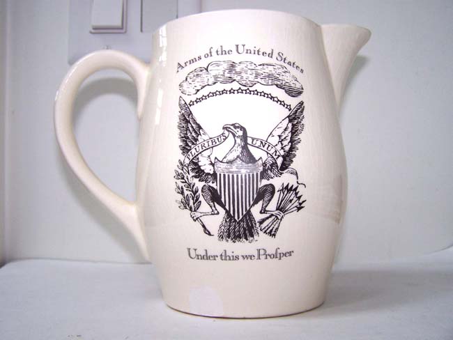 A Reproduction Black Transfer Printed Liverpool Pitcher featuring a War of 1812 Naval Battle Scene
